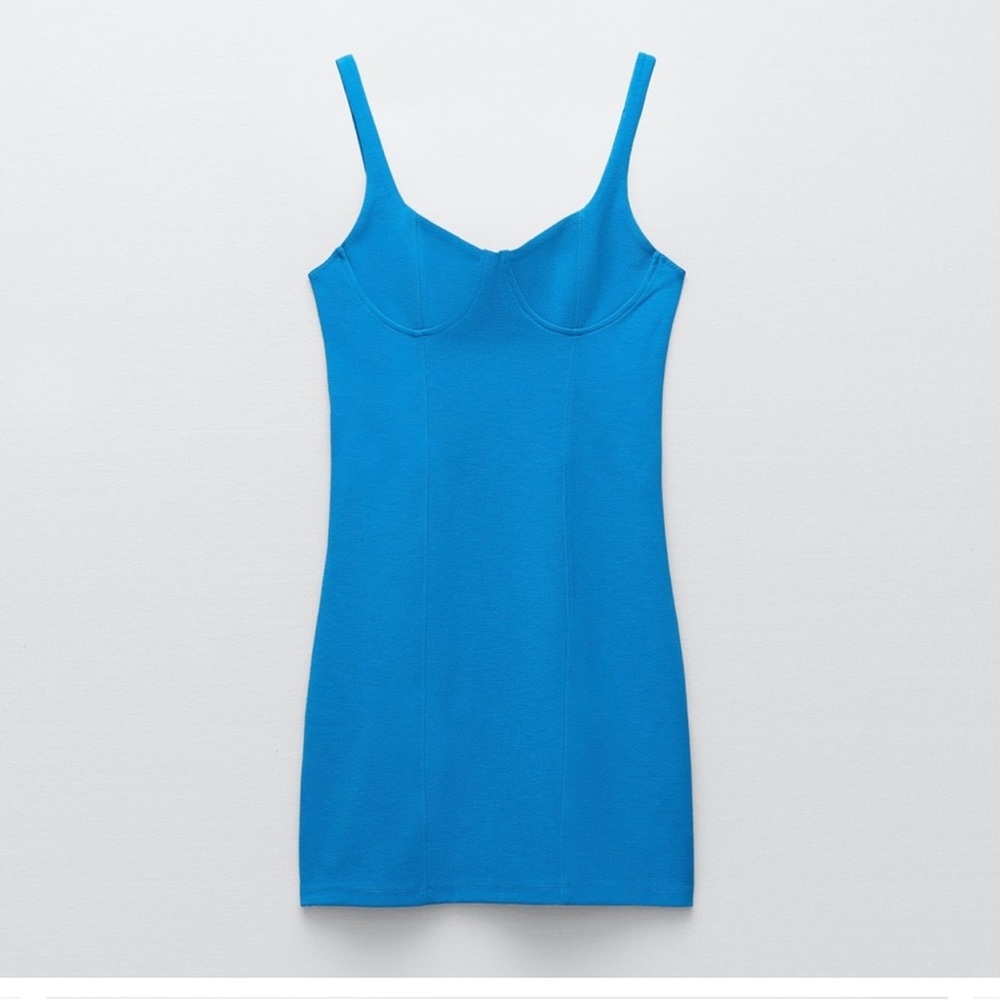 Zara bright blue knit dress size small